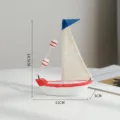 Mediterranes Segelboot-Modell aus Holz, Heimdekoration mit gepunktetem Segel, 14,5 cm hoch - Klein (11x3x14.5cm) / Rot Klein (Weißes Segel)