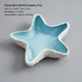 Mediterrane blauwe keramische sieradenschaal in de vorm van een zeester voor ringen set - Middelgrote Zeesterstijl / Aqua