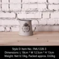 Vaso vintage in metallo grigio Stile D, dimensioni 18x12.5x13cm per la casa. - Stile Annaffiatoio (1228-3) / 18*12.5*13CM
