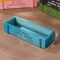 Μπλε ορθογώνια ξύλινη γλάστρα zakka για παχύφυτα με διαστάσεις 22x9x5cm - Μπλε