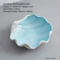 Mediterrane zeeblauwe schelpvormige keramische sieradenschaal voor ringen en meer - Grote Schelpstijl / Aqua