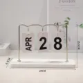 Calendrier de bureau en bois avec cadre en métal et mesures de taille précises - Calendrier en Fer à Base Blanche