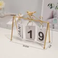 Calendrier perpétuel créatif en métal doré avec oiseau, déco de bureau 18,5cm x 16cm - Calendrier Oiseau Doré