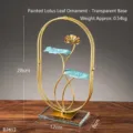 Modern luxury gold iron lotus leaf sculpture with clear base for home office decor - Oval Lotus Style / Clear Base-Height 28cm / Gold/Teal