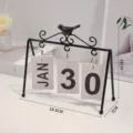 Calendrier de bureau en métal avec figurine d'oiseau pour décoration - Calendrier Oiseau Noir