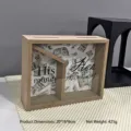 Spardose aus Holz für Sie und Ihn mit Glasfront und Dollarmuster, 20x16x6cm Größe - Trapez-Stil