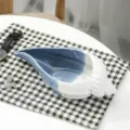 Vassoio per gioielli in ceramica a forma di conchiglia blu e bianca mediterranea - Vassoio Conchiglia