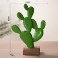 Planta de cactus artificial de resina verde para decoración del hogar estilo nórdico - Forma de Orejas de Cactus / 28cm