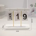 Minimalist wooden perpetual desk calendar in white and gold finish for office decoration - White Wood Stripe Calendar