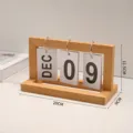 Minimalist wooden perpetual desk calendar with flip cards and size markings 20x11.5cm - Natural Wood Flip Calendar