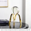 Élégant ornement de boule de cristal de luxe avec support en métal doré pour la décoration - 19.5x16x13cm / Arche Dorée Grande
