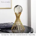 Élégante boule de cristal de style européen avec support en métal doré, hauteur 25 cm - 25x13x13cm / Taille Dorée Petite