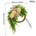 Artificial hydrangea wreath with burlap bow showing dimensions for rustic home wall decor - Off-White Hydrangea Style (H2-36) / Off White