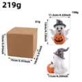 Resin Halloween ghost figurine with pumpkin including product and box dimensions - Ghost with Hat and Pumpkin(W3-24)