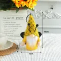 Yellow bumblebee gnome plush with wings for bee festival decoration, 15cm height figurine - Plaid Hat Style (E3-22)
