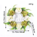 Handmade artificial green and white hydrangea wreath with Hello sign for door decor - H2-25 Green & White Hydrangea Wreath