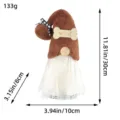 Brown plush gnome doll with bone patch and dimensions 11.81x3.94 inches - Brown Woof Bone Style (D3-35)