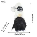 Handmade black and white gnome plush doll with cat paw hat and dimension markings - Black Meow Paw Style (D3-36)