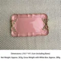 Bandeja de resina rosa vintage francés con lazo dorado para guardar joyas y decoración - Rectángulo / Rosa