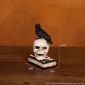 Halloween resin crow on skull desktop ornament for spooky home decor, 12x8x6cm size - Crow Skull (7142A-02)