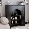 Meuble décoratif de cheminée noir moderne utilisé comme étagère de salon élégante - Sans lumière / 60x20x80cm / Noir Texturé