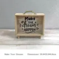 Tirelire en bois pour fonds de voyage avec citation 'Make Your Dreams Happen' et carte - Style Rêves (Make YOUR dreams HAPPEN)
