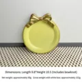 Bandeja de resina para joyas de estilo francés vintage en amarillo con un lazo dorado - Redondo / Amarillo