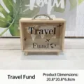 Tirelire Travel Fund en bois de style nordique avec verre transparent et carte du monde - Style Voyage (Travel Fund)