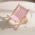 Cute miniature wooden beach chair phone holder with pink stripes for office desk decor - Pink Stripe Chair Phone Stand / 11.5x12x10.5cm / Pink Stripe