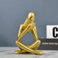 Elegant abstract gold resin thinker figurine reading a book for home office decor - Right-Thinking Reading (Gold)