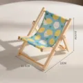 Mini wooden folding beach chair phone stand with cute cat and lemon print for desktop - Lemon Chair Phone Stand / 11.5x12x10.5cm / Lemon