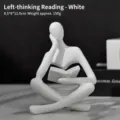 Minimalist white resin abstract thinker figurine reading a book for home office decor - Left-Thinking Reading (White)