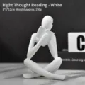 Modern white resin abstract thinker figurine reading a book for home decor - Right-Thinking Reading (White)