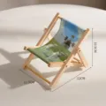 Miniature wooden folding beach chair phone holder desktop ornament with sheep print - Lamb