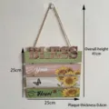 Rustic sunflower wooden hanging sign BLESS Your Heart with dimensions and weight - 25x41x0.6cm / Sunflower Bless Style