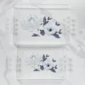 Klares Acryl Tablett Set aus zwei Stueck mit Kristallgriffen und Bluetenmuster fuer Zuhause. - Pfingstrosen-Tablettset (2-teilig)