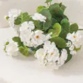 Artificial white geranium bouquet for elegant home table decoration and photography props - White