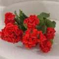 Vibrant artificial red hydrangea bouquet for home desktop floral decoration and wedding decor - Red