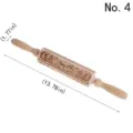Christmas embossed wooden rolling pin with gingerbread man pattern 35cm - Gingerbread Man and Reindeer (Style 4)