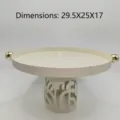 Eleganter cremefarbener Tortenständer aus Metall mit goldenen Kugelgriffen - Geometrische Hohle Basis (MR2412-10)
