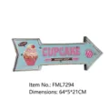Vintage LED-Wandschild aus Eisen im Pfeildesign für Cupcake-Bäckerei Wanddekoration - Rosa
