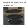 Dreierset schwarze ovale Serviertabletts aus Eisen mit dekorativen silbernen Kugelgriffen - Ovales 3-teiliges Set (MR2412-11)