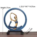 Moderne blaue kreisförmige Yoga-Skulptur Schreibtisch-Ornament für Zuhause und Büro - Yoga Stil D (4917920507793) / Blaugold