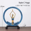 Elegante blau-goldene Yoga-Mädchen-Statue Heimdekoration Figur für Wohnzimmer und Büroregal - Yoga Stil C (4917920507794) / Blaugold