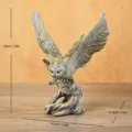 Vintage resin owl figurine with spreading wings and golden filigree details for home decor - Owl Style H / Gray