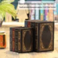 Set of vintage-style faux book storage boxes with gold filigree for office decor - Style C / S/L Set