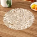 Elegant round PVC placemat with intricate hollowed floral pattern for luxury dining decor - Style K (Hollow Pattern) / Gold