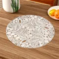 Elegant French style silver PVC circular placemat with intricate hollow floral design - Style K (Hollow Pattern) / Silver