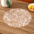 Elegant rose gold PVC placemat with intricate hollow floral pattern for dining table decor - Style K (Hollow Pattern) / Rose Gold