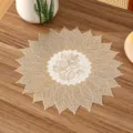 French style golden sunflower PVC table mat, heat resistant and waterproof - Style L (Sunflower Design) / Gold